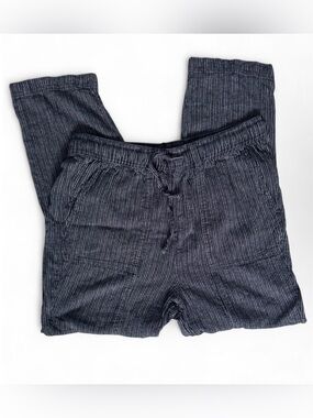 Navy/White Drawstring Linen Pants